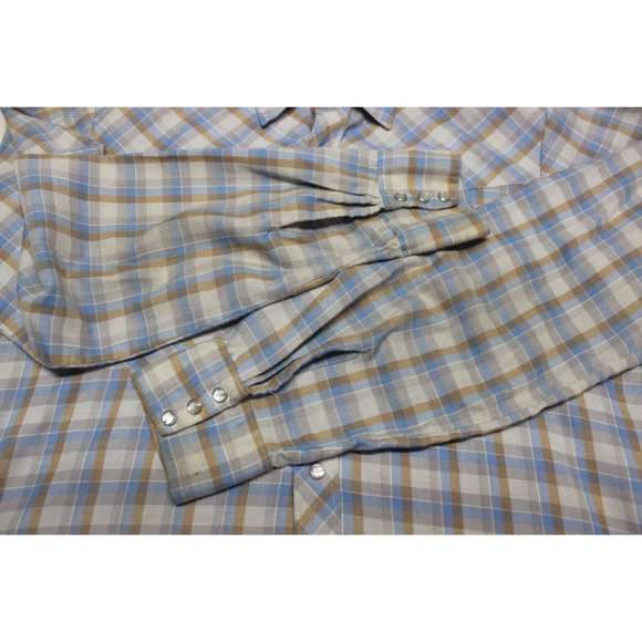 Bon Homme men's vintage pearl snap front plaid Western cowboy‎ shirt XL - Picture 10 of 10